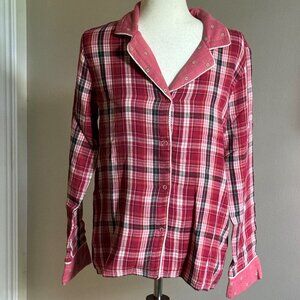 Sundance Catalog red plaid pajama top - Medium